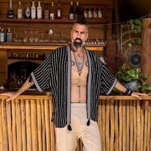 Short Kimono/ Kaftan Jacket/ Kimono Robe/ Short Kaftan/ Mens Robe/Mens Yukata Robe/Boho Kimono/ Burning Man Robe/Festival Jacket/by NAYWAJ