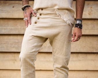 Man Pants / Drop Crotch Pants/ Low Crotch Pants / Mens Pants/ Beige Man Pants/ Man Trousers / Man Trousers/ Low Crotch Jeans/ Mens Trousers