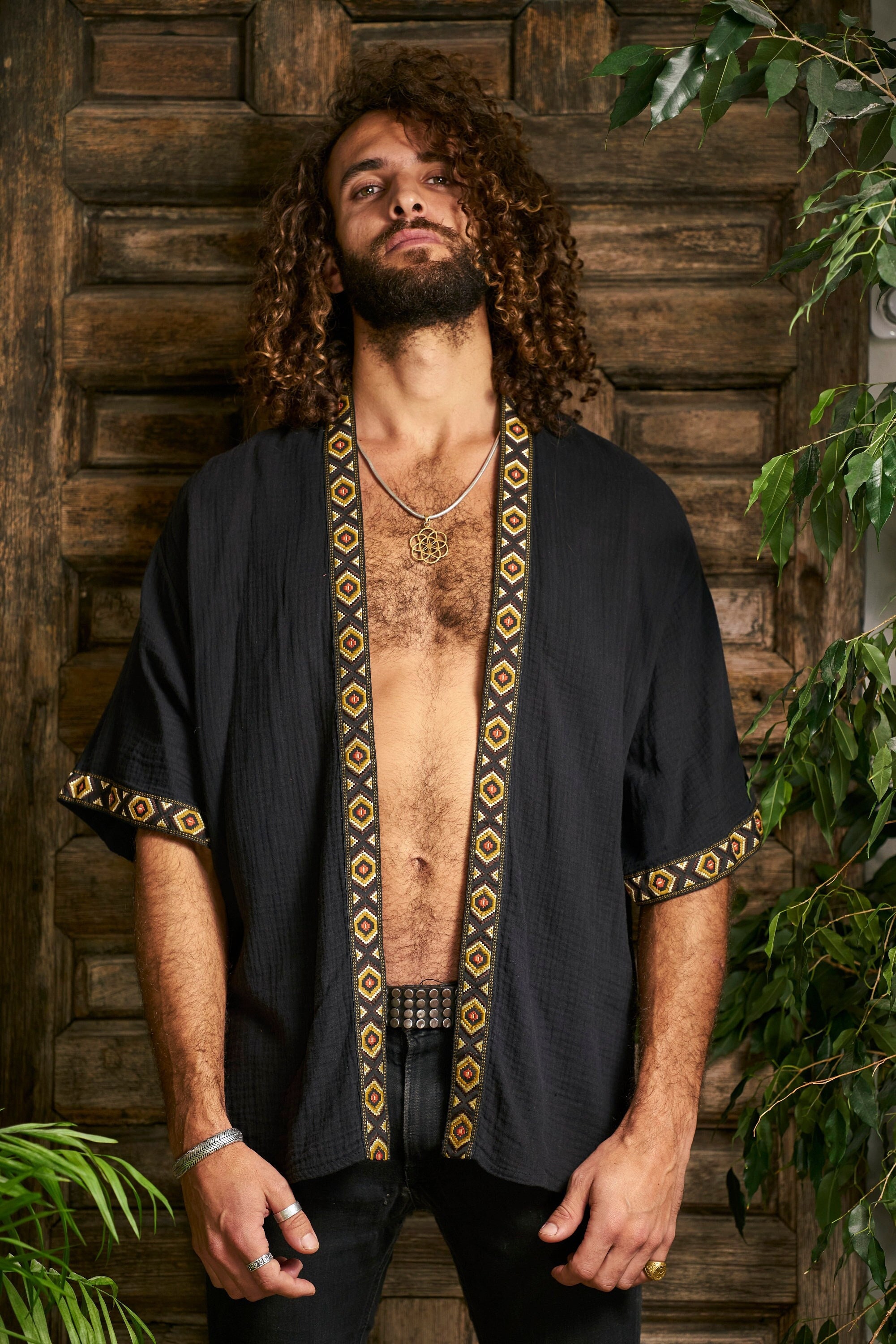 Black Organic Short Kimono/ Kaftan Jacket/ Kimono Robe/short