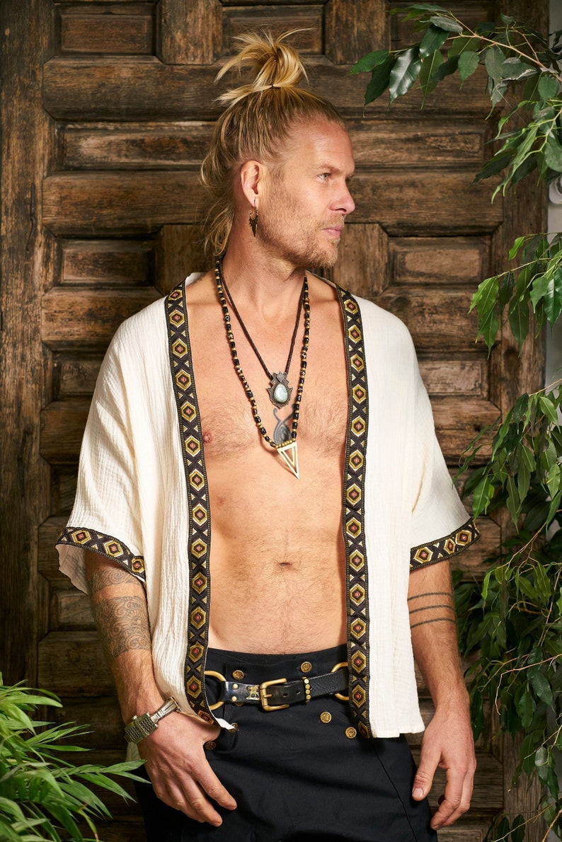 White Organic Short Kimono/ Kaftan 