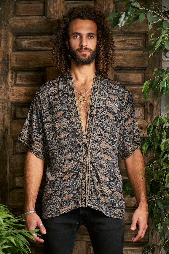 Short Black Silk Kimono/ Kaftan Jacket 