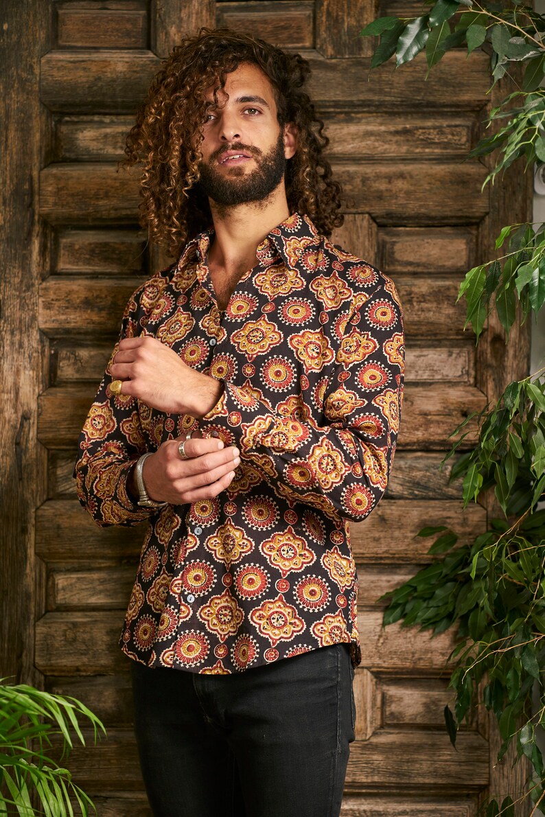 Fashion Men Printed Shirts 2026.Mens Print Shirt / Block Print Shirt/ Button Down Mens Shirt /long ...