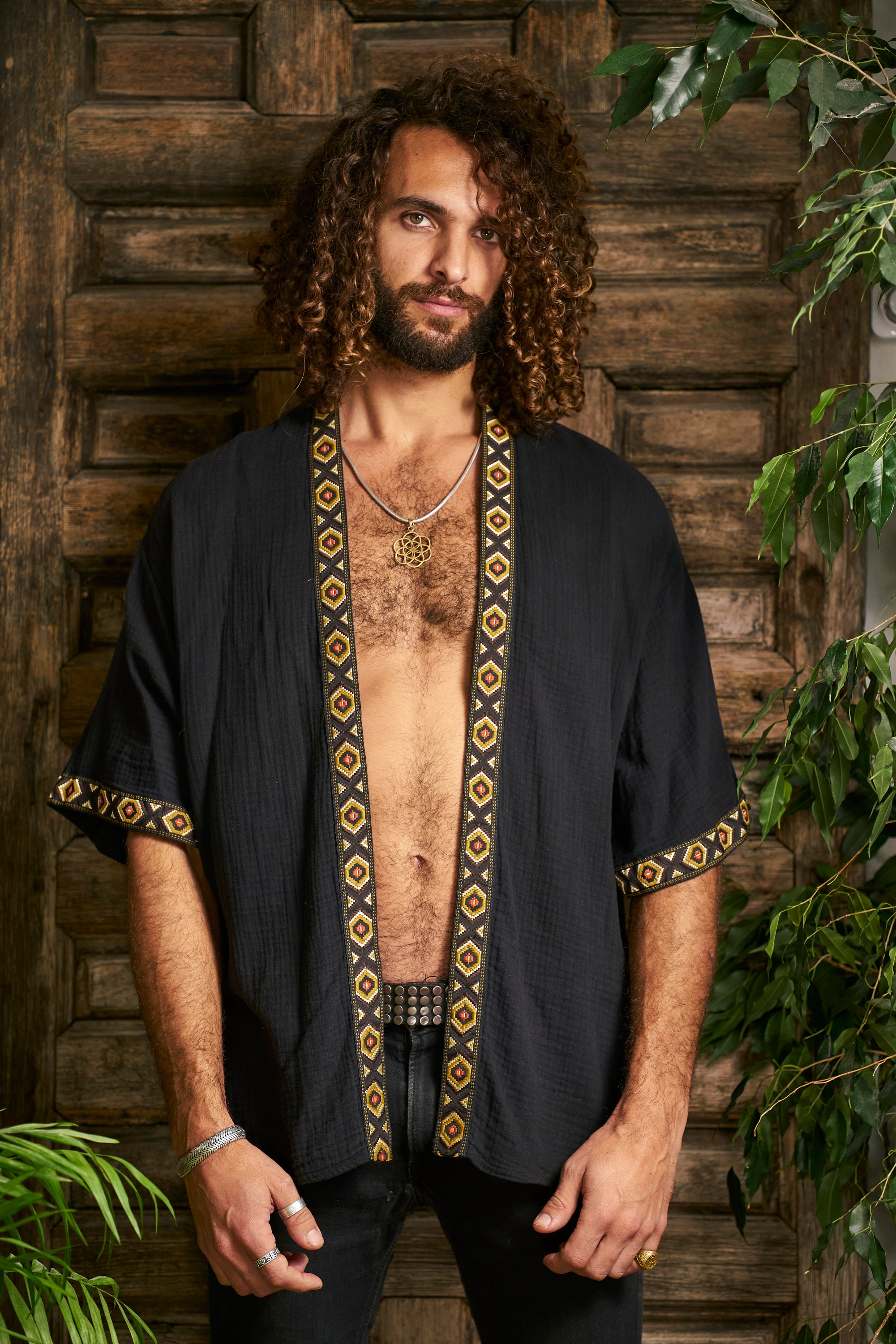 Black Organic Short Kimono/ Kaftan 
