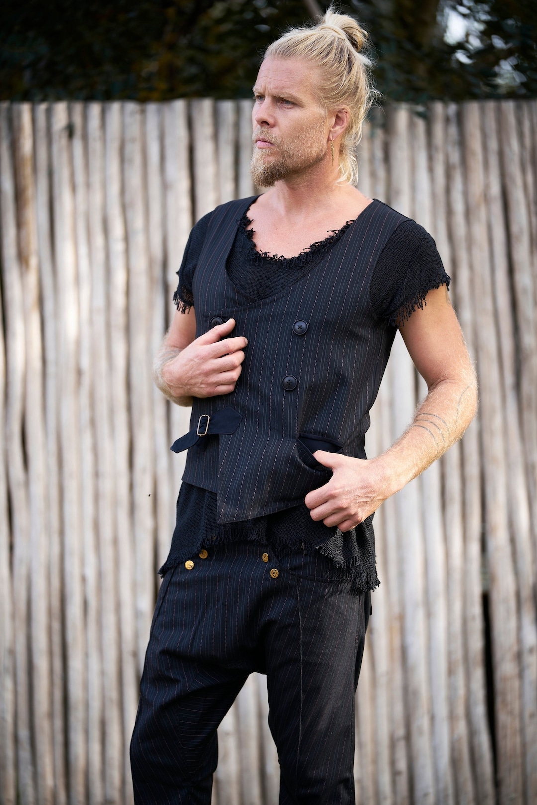 Mens Black Vest / Man Vest / Reversible Vest / Man Black Vest/ Mens