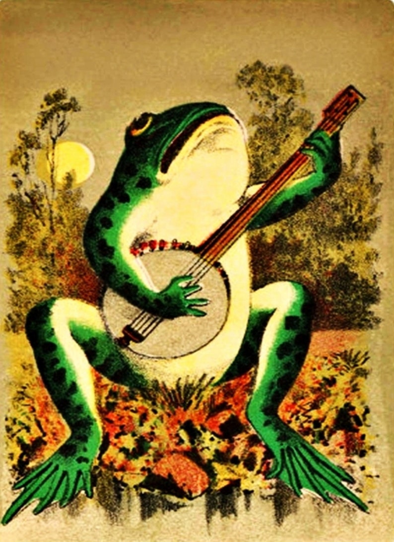 Banjo Playing Frog Vinyl Sticker Decal Handcrafted Laptop Etsy