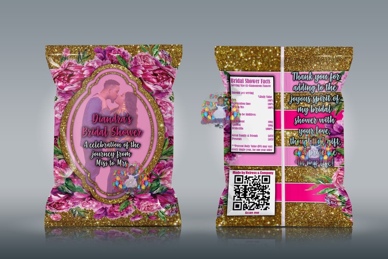 Bridal shower popcorn or chip bag favors. | Etsy