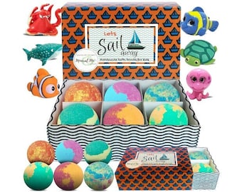 Bath Bombs for Kids with Surprise Toys inside, Bath Bombs with Sea Animal Toys Inside, Bubble Bath Fizzies w/Rich Bubbles, Birthday Gifts