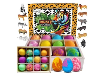 Bath Bombs for Kids Surprise Inside, Kids Bath Bombs w/Jungle Toys Inside, 12-Pack Organic Bath Bombs for Boys, Birthday Gifts for Kids