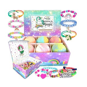 Unicorn Bath Bombs with Jewelry Inside – Organic Girl's Gift Set