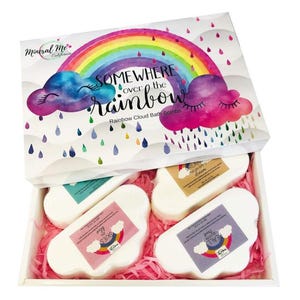 Rainbow Bath Bombs for Kids, Natural Magic Rainbow BathBombs with Organic Ingredients, Moisturizing, Vibrant Colors, Cloud Bath Bombs 4 Pack