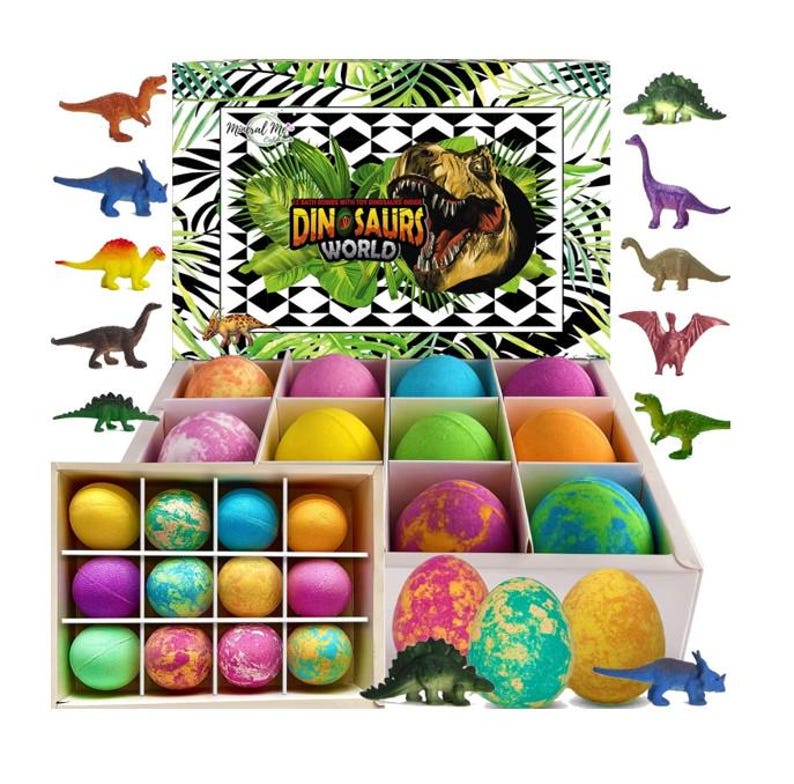 Dinosaur Bath Bombs for Kids, Organic Dino Egg Fizzies With Surprise ...