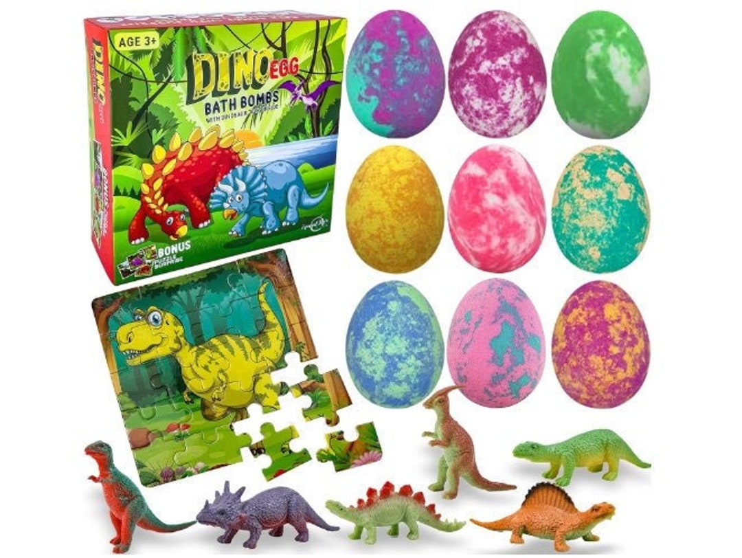 Dinosaur Bath Bombs for Kids With Surprise Inside, 9 Organic Dino Egg