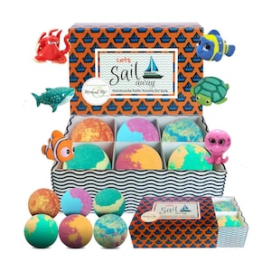 Bath Bombs for Kids with Surprise Toys inside, Bath Bombs with Sea Animal Toys Inside, Bubble Bath Fizzies w/Rich Bubbles, Birthday Gifts