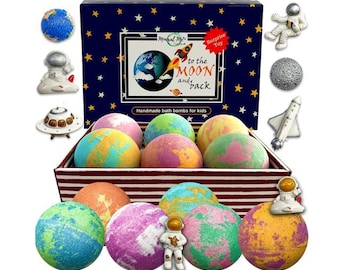 Galaxy Bath Bombs for Kids, Surprise Space Toys Inside, Organic Bubble Bath Bombs, Set of 6