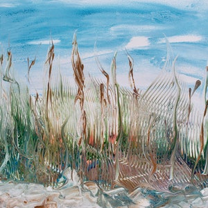 Textured Coastal Grass Abstract Canvas: Beach-Inspired Wall Art for Modern Seaside Home Decor