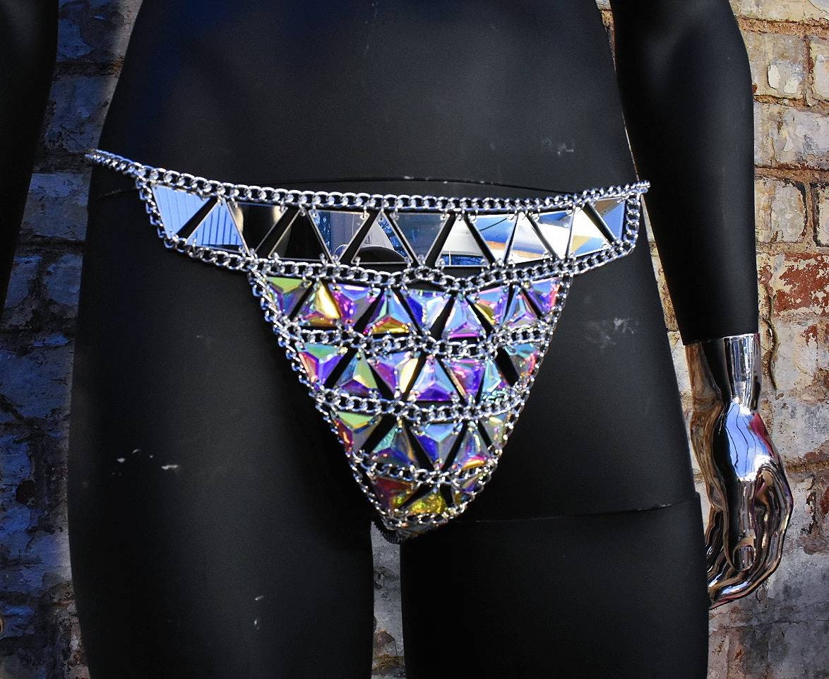 Male mens chain Thong Jock strap. Crystal shinny Jock | Etsy