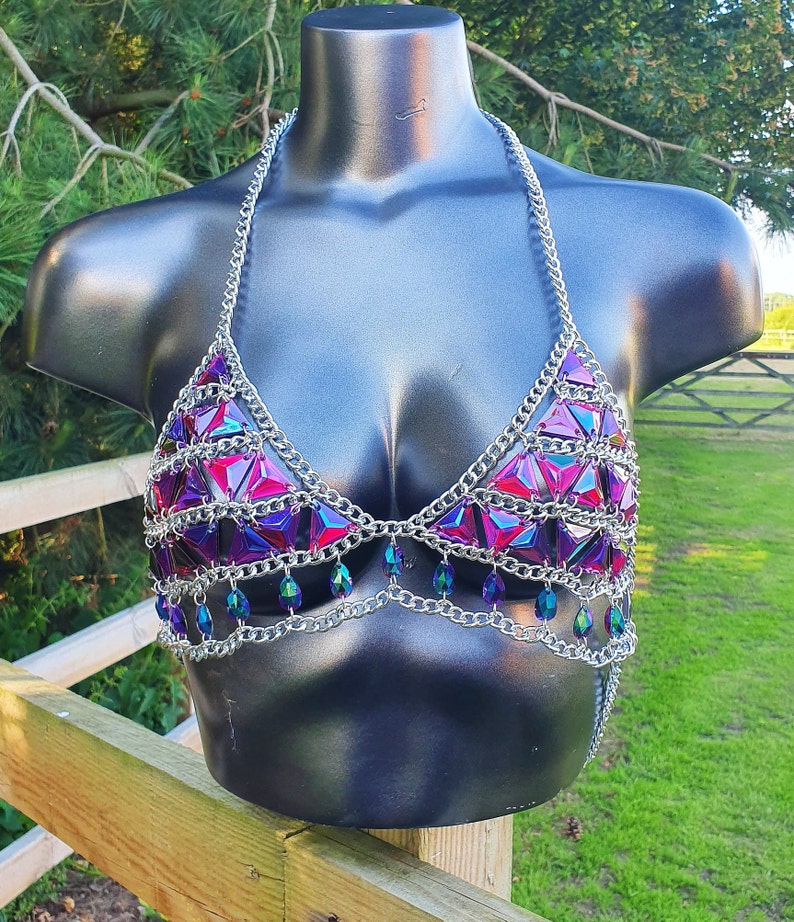 Chain Jewelled Bra and Skirt Festival Party Rave Outfit Etsy