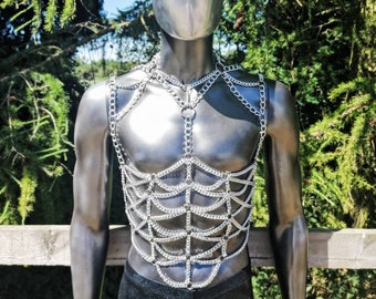 Male Chain Harness: Handmade Body Corset, Festival Rave Costume