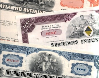 50 Diff Beautifully Engraved VINTAGE AMERICAN STOCKS including many Big Names! Lowest Price in the World! Buy 2 Lots, Get 100 Different!!!