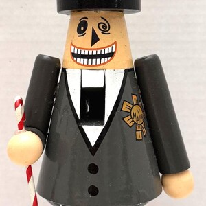 Spooky Halloween Disney Black White Suit Wood Two-Faced Mayor Night Before Christmas Nutcracker Figure on Stand for Decoration 12"