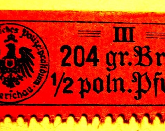 Unlisted WW1 OCCUPIED POLAND Imperial German Police Ration Currency Collectible Asset 1/2 Lb Bread