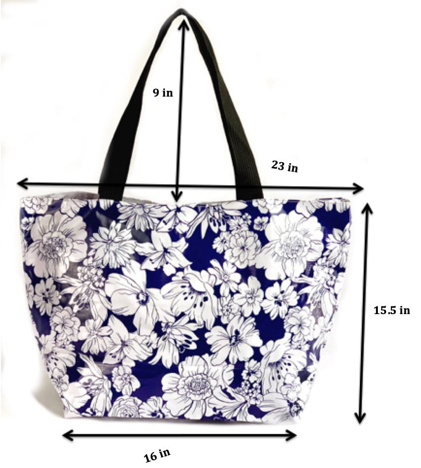 Oilcloth Beach Bag Large Reversible Waterproof and Wipeable Etsy