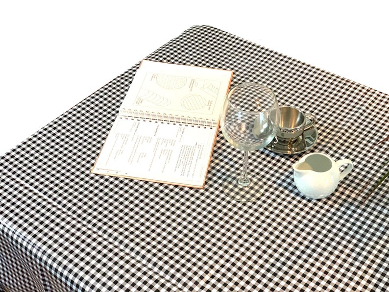 Gingham Oilcloth Tablecloth Black and White Plastic Vinyl Etsy