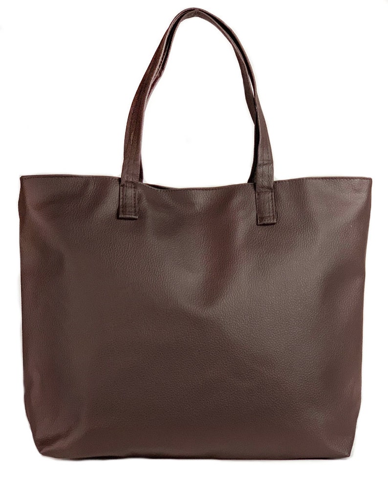 Sac d'épaule soft Vegan Leather Day Tote, Faux Cuir Top Handle Satchel avec Intérieur en vinyle imperméable à l'eau en brun et léopard image 3