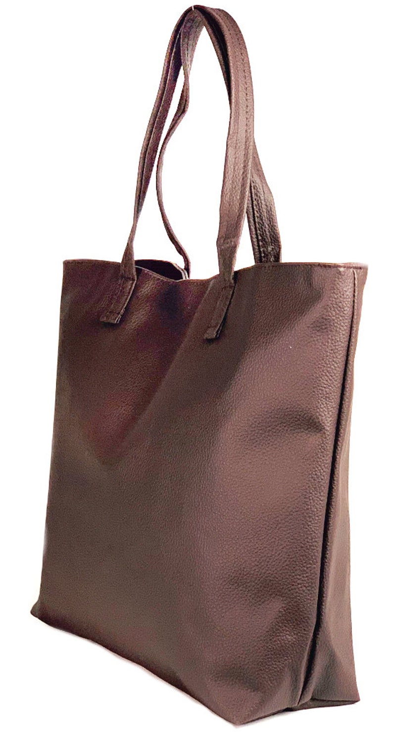 Sac d'épaule soft Vegan Leather Day Tote, Faux Cuir Top Handle Satchel avec Intérieur en vinyle imperméable à l'eau en brun et léopard image 4