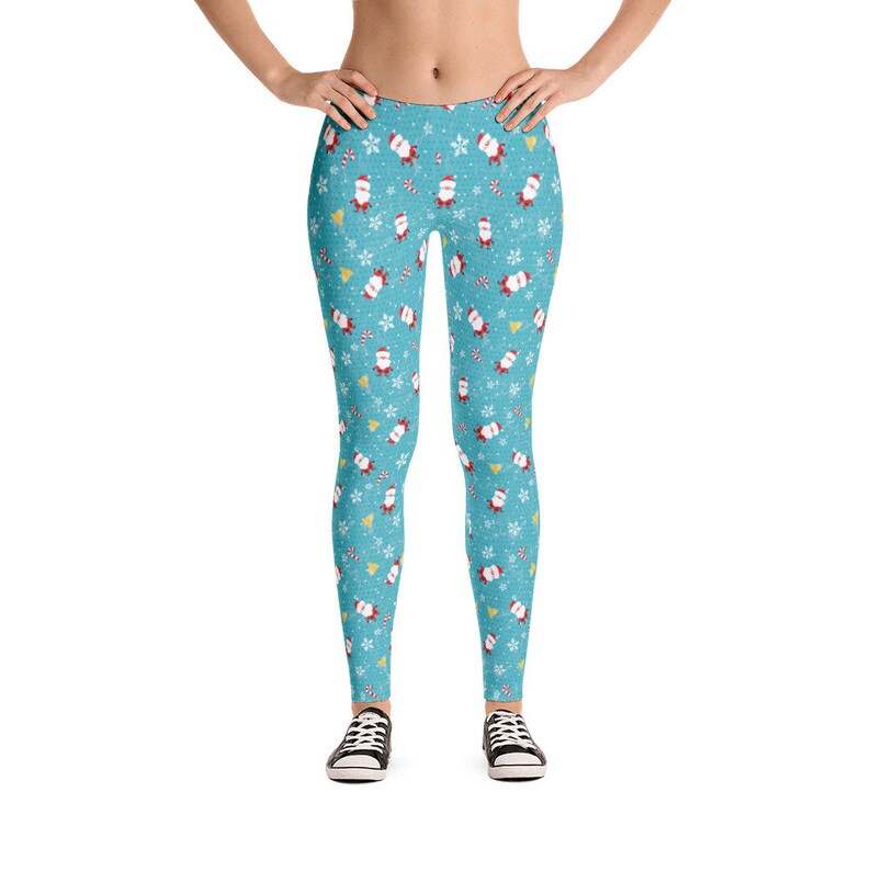 Christmas Leggings Pajamas Santa Claus Ladies Women Size XS S M L XL