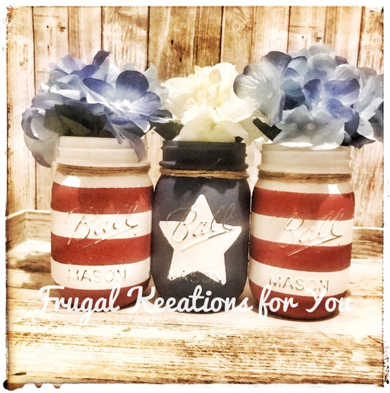 Fourth Of July Mason Jars American Flag Mason Jars Etsy