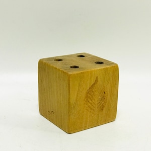 Mid century modern Söwe Konst minimalist elm wood sculptural pen holder, Sigvard Nilsson, Vintage Swedish wood art decor cubic dice