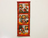 Scandinavian wall hanging Christmas decoration tapestry, Ulla Margareta Littorin, UML, Swedish vintage cotton fabrics, Nordic home decor