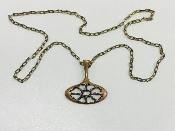 Mid century modern Swedish bronze necklace with b… - image 1