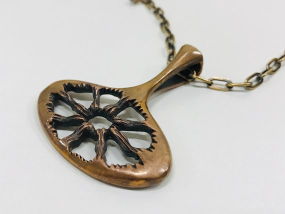 Mid century modern Swedish bronze necklace with b… - image 2