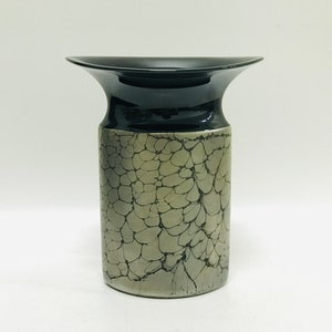 Rosenthal Studio Line black porcelain vase designed by James Kirkwood, Hand painted by H. Dressler with silver paint, 1980s German vintage