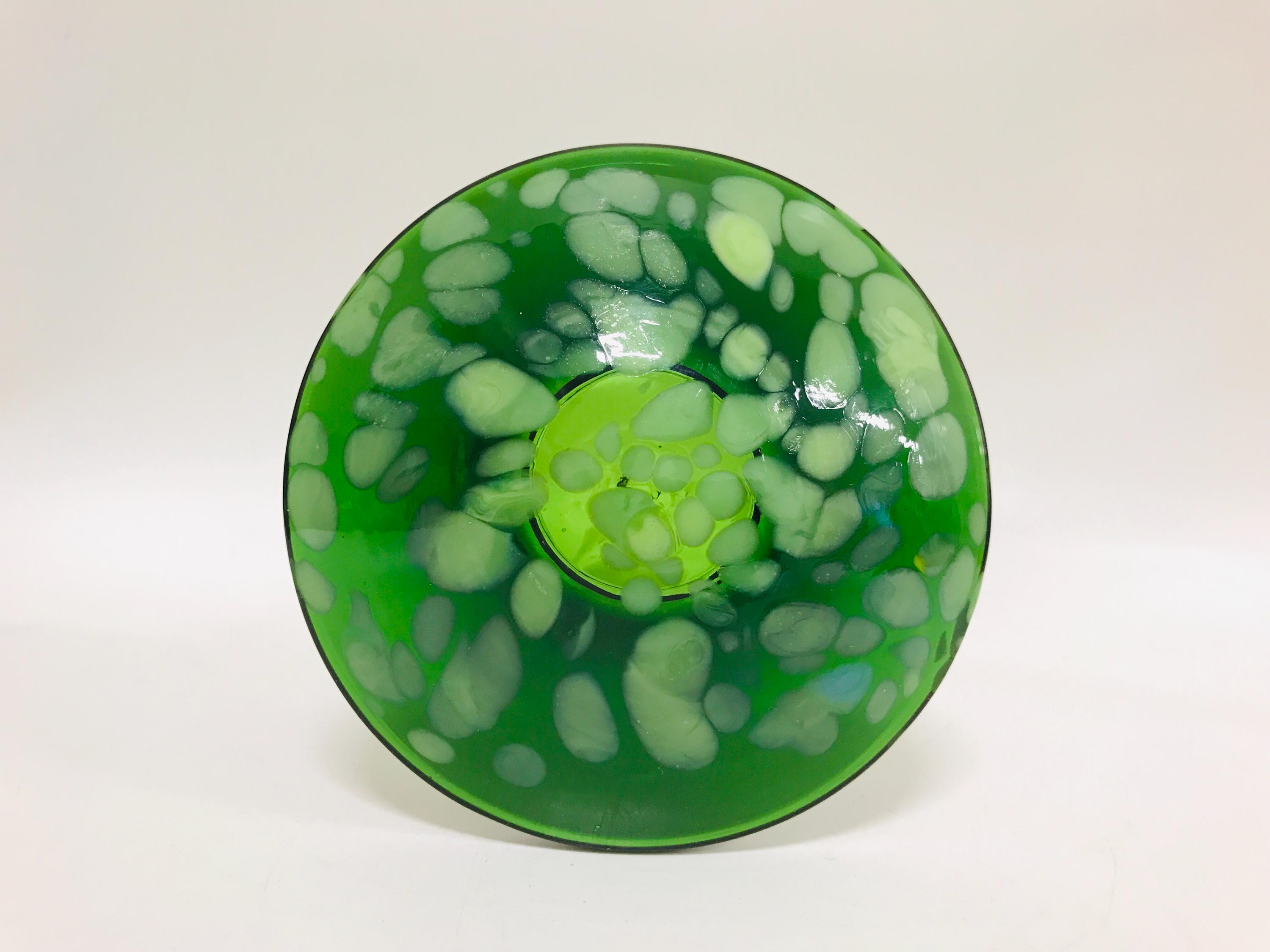 Bo Borgström, Glass Mushroom Sculpture With Green Speckled