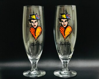 Ulrica Hydman-vallien, Kosta Boda Beer Glass Pair 