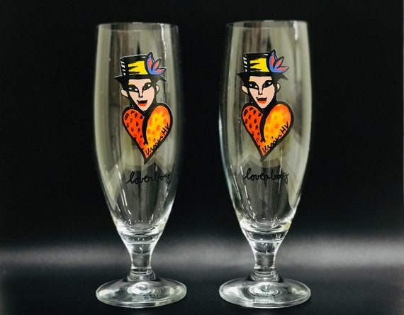 Ulrica Hydman-vallien, Kosta Boda Beer Glass Pair 
