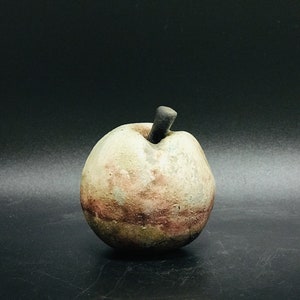 Raku fired hand made ceramic apple, Vintage Raku ware pottery sculptural life size fruit