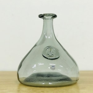 Ole Winther, Kastrup Holmegaard glass decanter &quot;Viking&quot;, Mid century modern Danish smoky grey heavy wine carafe/bottle, Scandinavian design