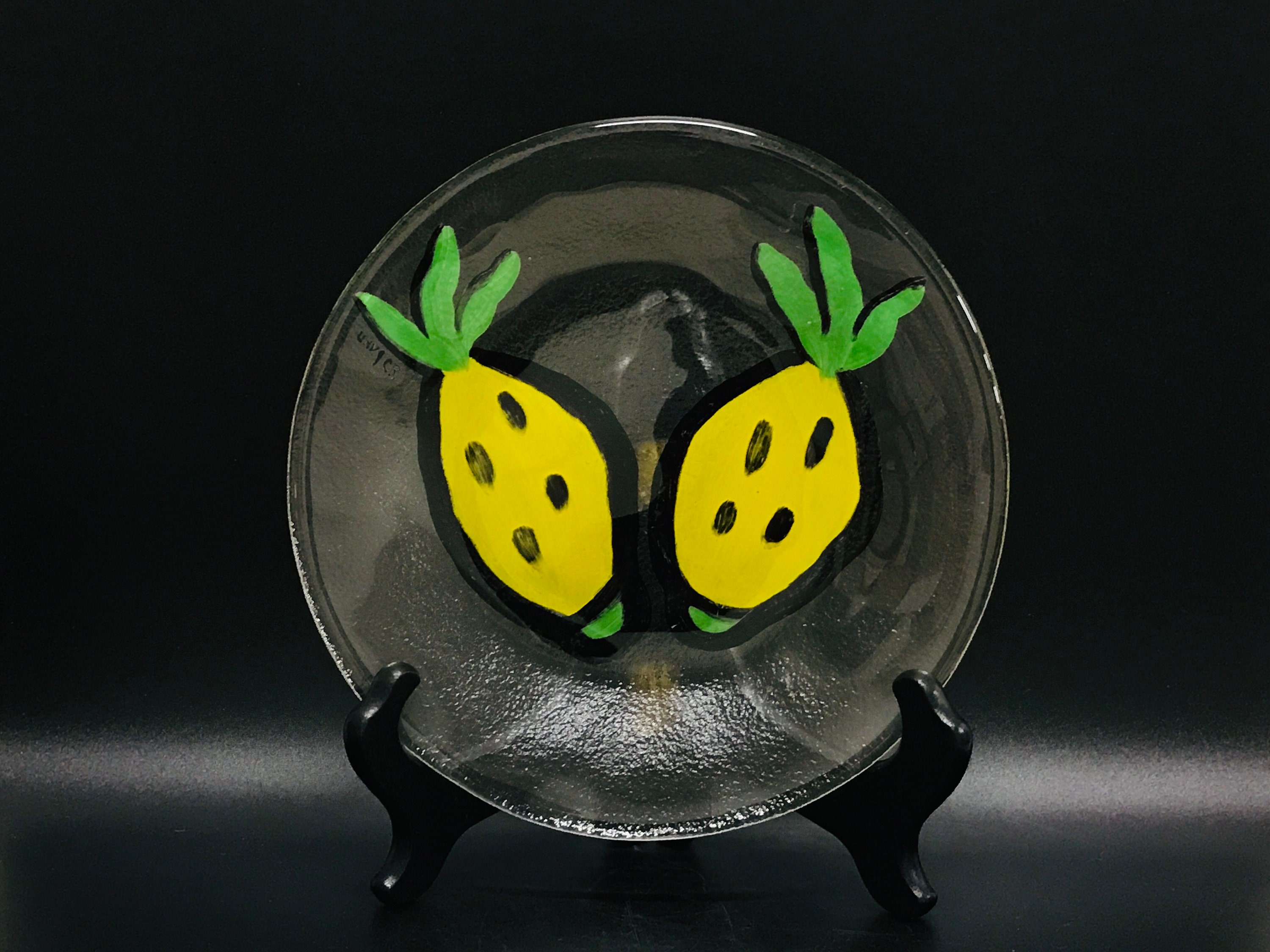 Ulrica Hydman-vallien, Kosta Boda Glass Citron Plate, Hand Painted