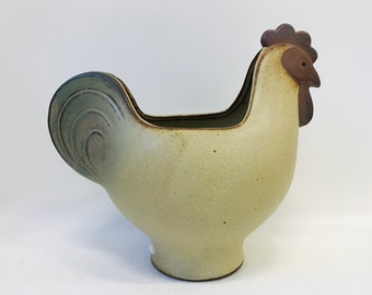 Lisa Larson large egg hen stoneware bowl, Studio handcrafted ceramic chicken, Vintage Swedish figurine/vase, Scandinavian design