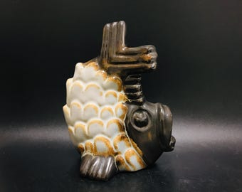 Ego Stengods Fischer, Sweden, Stoneware Ceramic Fish Figurine