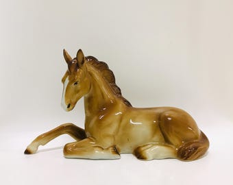 ヴィンテージ磁器製馬の置物 - ドイツ製 - 茶色の馬の像2頭 - Etsy 日本