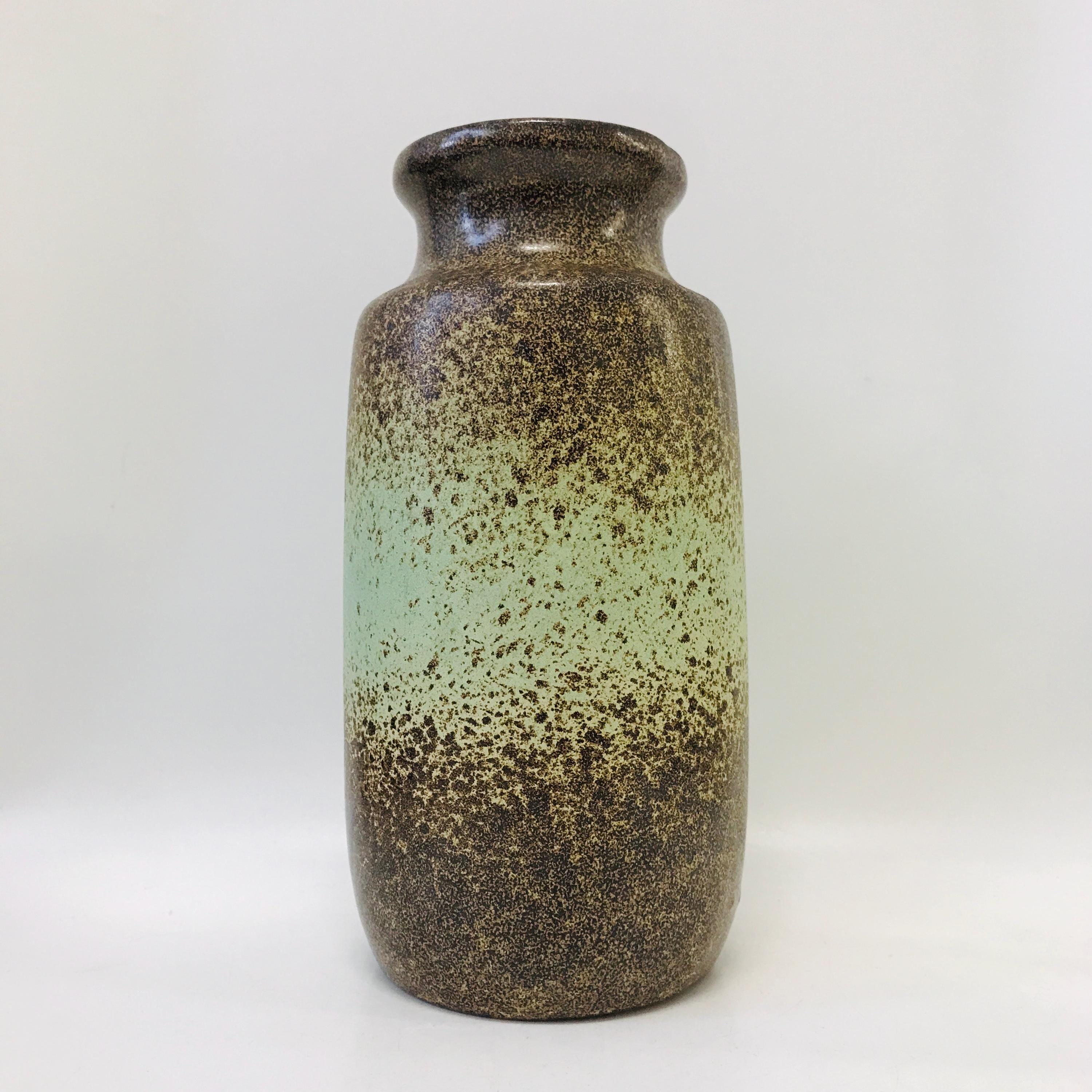 西ドイツ ショイリッヒ グリーン/ブラウン 花瓶 213-20、ファット ラバ