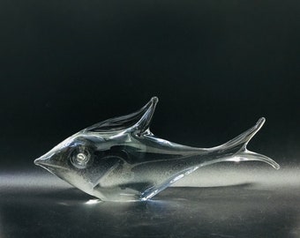 サイン＆ラベル入り FM Konstglas / Marcolin Fumato ガラスの魚