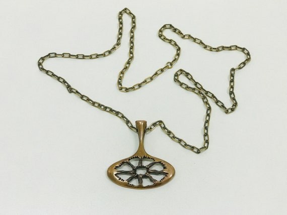 Mid century modern Swedish bronze necklace with b… - image 6
