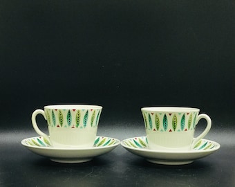 Upsala-ekeby Gefle Amanita Blue Tea Cup Sets: 1950s Nordic