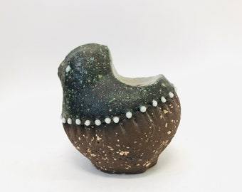Thomas Hellström, Mid century modern ceramic bird candlestick holder No. 5615, Nittsjö Keramik, Vintage Swedish stoneware bird figurine